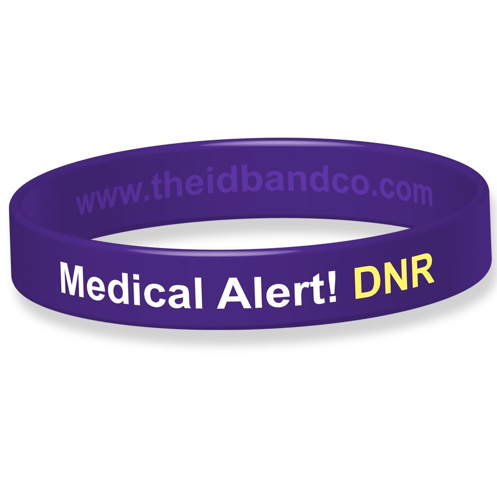 The ID Band Company Medical Alert! DNR Silicone Wristband - 18cm - Purple IDBDNR