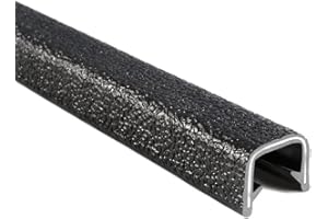 TRIM-LOK Edge Trim - Fits 1/2" Edge, 19/32" Leg Length, 25’ Length - Dual Gripping Fingers - Black, Pebble Texture - Flexible PVC Edge Protector