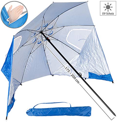 infactory Sonnenschirm Strand: 2in1-Sonnenschirm und Strandmuschel 2 Seitenwände, UV50+, verstellbar (Schirm und… – Bild 4