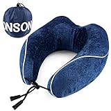 ONSON Travel Pillow - 100% Pure Memory Foam Neck Pillow - U-Shaped Airplane Car Flight Pillow, Breathable and Comfortable 360-Degree Head Support, Ultra Plush Velour Cover