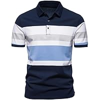 Wespehy Mens Polo Shirts Slim Fit Stripe Patchwork Quarter