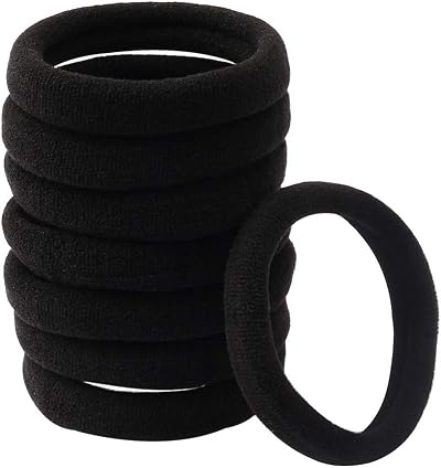 nuoshen 100 Pcs Hair Ties Cotton Elastic Band Bobbles for Thick Curly Hair Black