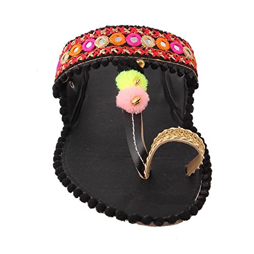 great art women girl's party office ethnic black kolhapuri chappal sandals