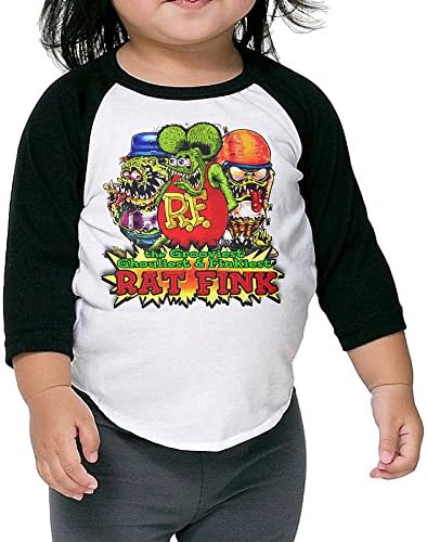 Gary Children Baseball Raglan Rat Fink Tee Black 5-6 Toddler