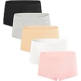 INNERSY Girls' Boyshorts Underwear Soft Cotton Panties Size 8-16 for Teens 5-Pack