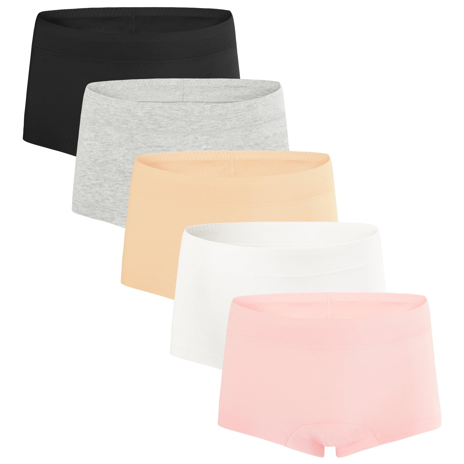 Photo 1 of INNERSY Girls' Boyshorts Underwear Soft Cotton Panties Size 8-16 for Teens 5-Pack(10-12 Years,Basics)