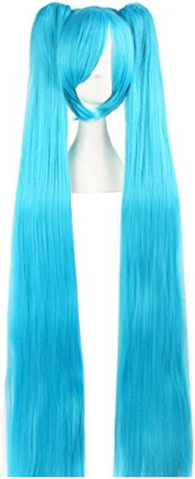 Amazon Com Blue Green Miku Wig Long Bunches Straight Anime