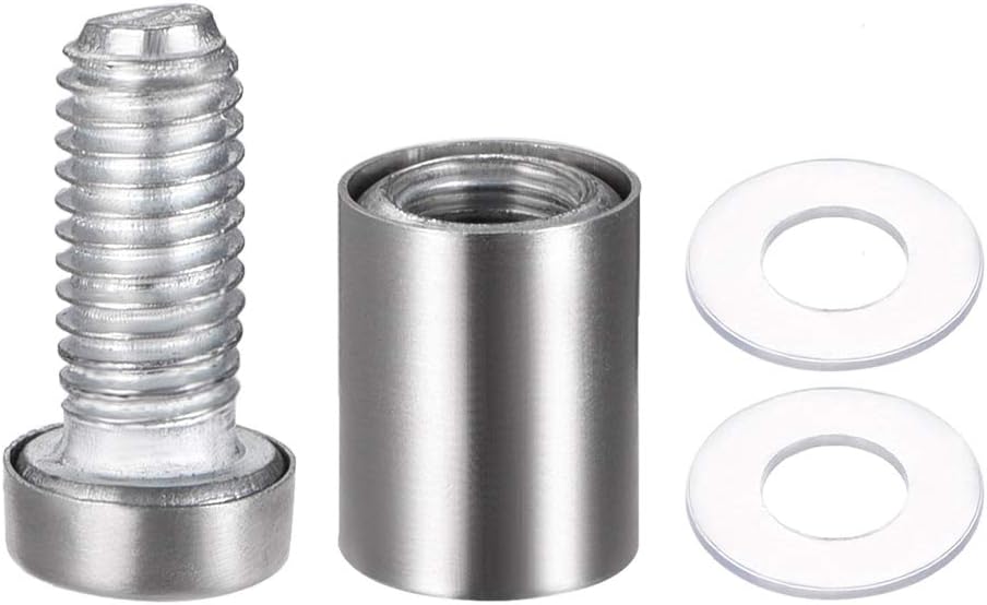 sourcing map 1/2 Dia x 1"(12x24mm) Standoff Screws Wall Mount Sign Holders Acrylic Glass Nails 6pcs, Silver Tone - Image 4