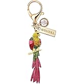 MONNEL MC406 Crystal Scarlet Macaw Lobster Clasp Charm for Women with Velvet Bag (Rainbow,1 Piece)