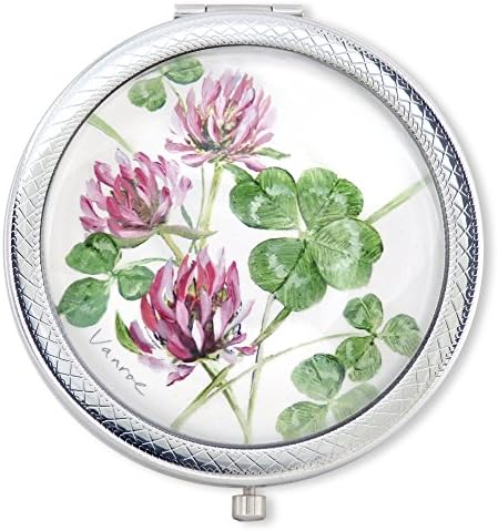 Vanroe 'Lucky Clover' Luxury Compact Mirror in Gift Box - UK Designer, Good Luck or Leaving Present Idea, Magnified