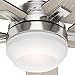 Hunter 54in Brushed Nickel Contemporary Ceiling Fan with Cased White LED Light Kit and Remote Control (Renewed)