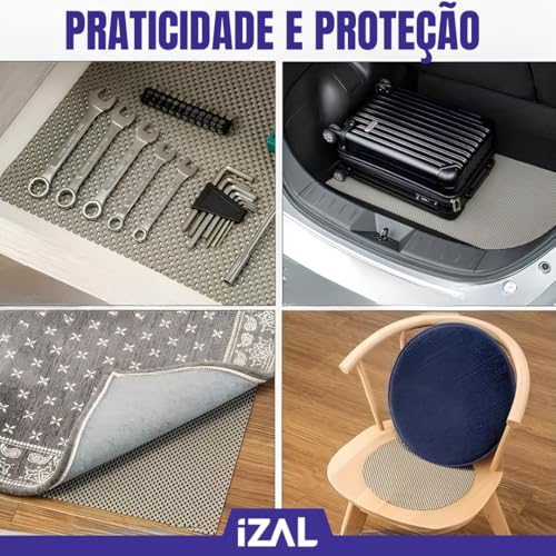 Forro PVC Multiuso Antiderrapante Recortável Com 4,6 Metros | Ideal Para Gavetas, Protetor de Prateleiras e Armários | Material Lavável, Resistente e Ajustável