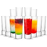 LEMONSODA Clear Shot Glass Set- (2oz) Crystal Shot Glasses - Sake, Tequila, Whiskey, Vodka, Gin - Great for Tastings, Gifts, Parties, Unique Pieces (Tall, Set of 12)