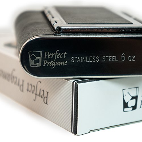 Perfect Pregame Flask - Cool 6 oz Stainless Steel and Leather Alcohol Flask with Compartment/Cigarette Case - For Men and Women - Drinking Flask for Liquor and Smokes - Thumbnail 5