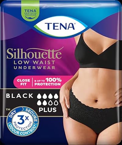 TENA Silhouette Noir Low Rise Large 27 Panties Urinary Leak Protection