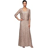Alex Evenings Women's Long Lace Jacket Dress