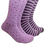 Sock Habit Mens Colorful Patterned Dress Socks Polka Dot Striped 2 Pair Purple Grey 011-012