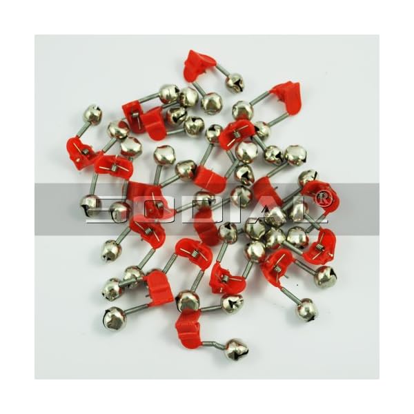 SODIALR-20-Pcs-Fishing-Rod-Alarm-Dual-Alert-Bells-Red-Silver-Tone