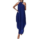 Verdusa Women's Formal Wedding Guest Dress Halter Flowy Chiffon Asymmetrical Long Summer Dress