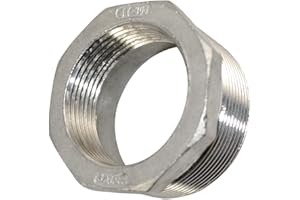 Megairon 2" Male NPT to 1-1/2" Female NPT Female Reducing/Reducer Bushing Pipe Fitting,Adapter,Stainless Steel SS 304 Hex Bushing…