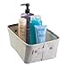 InterDesign Wren Cotton Fabric Bathroom Storage Bin for Magazines, Toilet Paper, Bath Towels - Medium, Light Gray