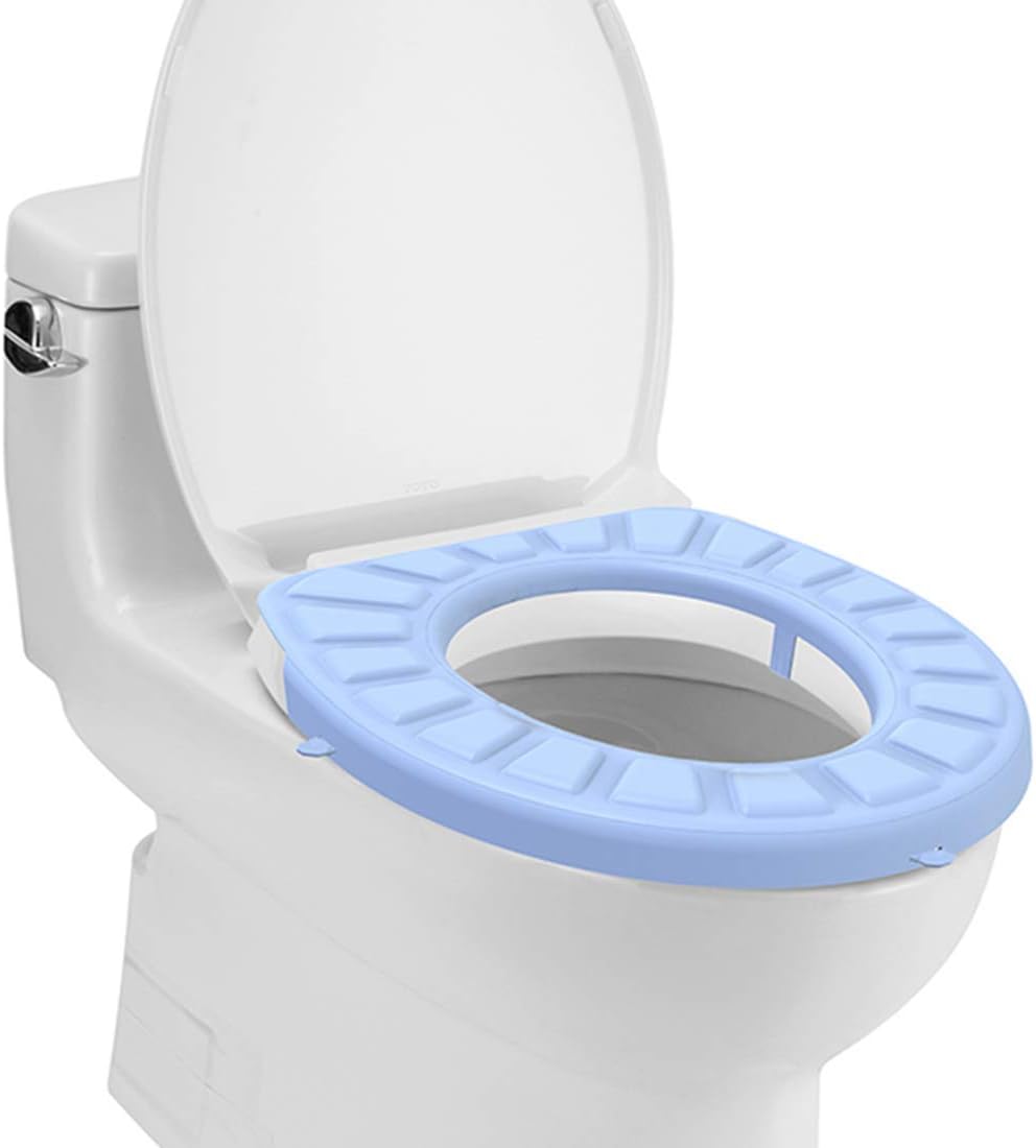 Silicone Toilet Seat Cover Pad,Bathroom Soft Thick Warmers Reusable Removable Cushion,Easy