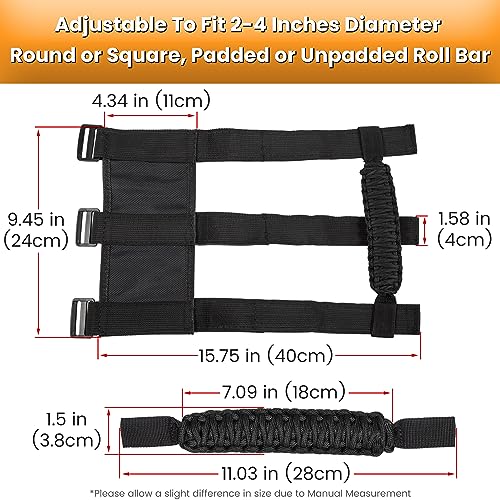 RT-TCZ Grab Handles For 2007-2018 Jeep Wrangler JK & Unlimited - Front & Rear Set, Aluminum Alloy, No-Drill