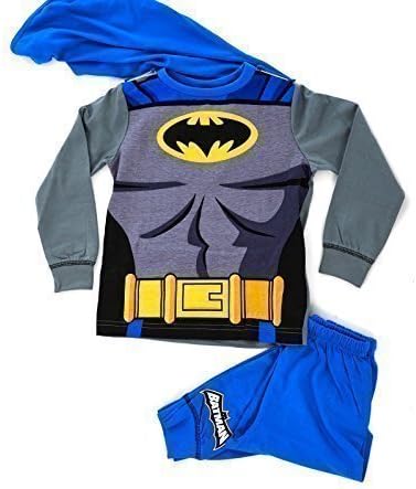 Kids Boys Fancy Dress Up Play Costumes / Pyjamas Nightwear Pj's Set Batman Party (3-4 Years)