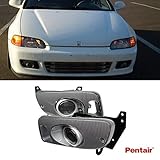 VioGi 2pcs Aftermarket JDM Smoke Lens Fog Lights With H3 Bulbs+Cover+Switch+Wiring Harness+Relay+Brackets Fit 92-95 Honda Civic 2-Door Coupe & 3-Door Hatchback Only
