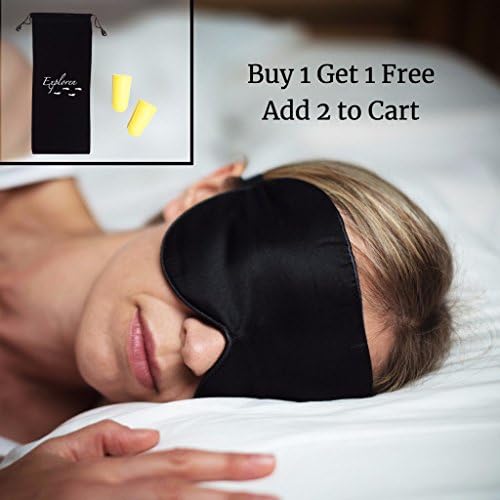 CLEARANCE BUY ONE GET ONE FREE -100% Silk Sleep Mask Ear Plugs and Carry Case Set natural breathable comfortable soft fibres and adjustable non velcro strap - blocks out light for a great nights sleep