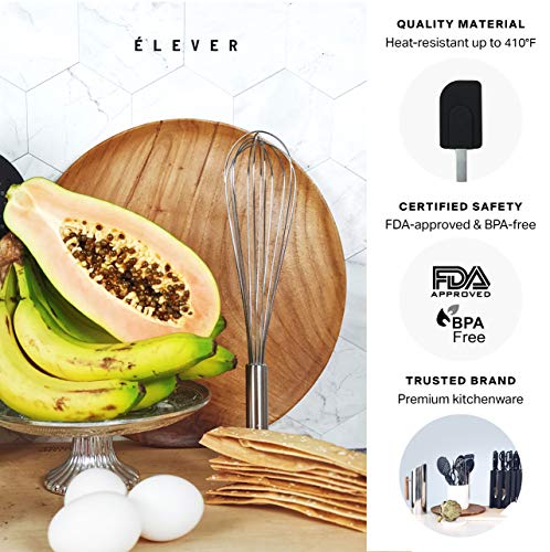 Kitchen Utensil Set - 11 Kitchen Gadgets & Cooking Utensils. Stainless Steel Kitchen Utensils for Nonstick Cookware. Spatula Set, kitchen tongs, potato masher set, Apartment Essentials Gifts - ÉLEVER