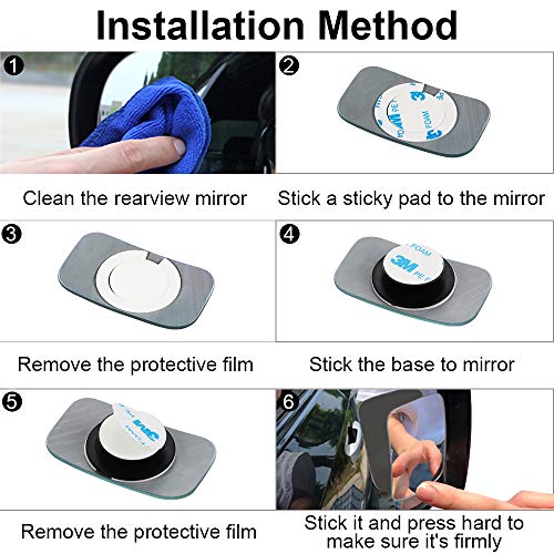 Blind Spot Mirror for Cars LIBERRWAY Blind Side Mirrors HD Glass Side Mirror Blind Spot Frameless Convex Rear View Mirror for Car, SUV Stick on Design - Thumbnail 5