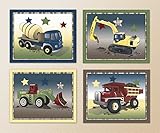 Construction Zone Trucks Little Boys Nursery Wall Art Prints. (8