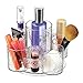 mDesign Decorative Cosmetic Organizer Spinner for Bathroom Vanity Countertop - Holds Makeup, Blenders, Lip Gloss, Mascara Hair, Brushes, Beauty Accessories - Textured Plastic - Clear