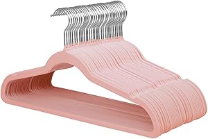 Stormix 36 Pack Velvet Hangers, 17.3 x 8.9 Inches Clothes Hangers, Non Slip Dresses Hangers with Shoulder Notches for Adult Pink