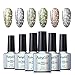UV LED Nail Polish 6pcs Soak Off Starry Gel Nail Art Starter Kit Shimmer Manicure Lacquer Varnish Gift Set FairyGlo 10ml 001