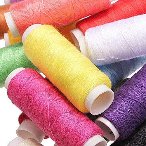 Domccy 24 PCS Multi-Coloured Yarn Thread Sew Thread Spool Spools for Sewing Machine 200 m Weaving Sewing Tools, Embroidery Tools, Craft Art Supplies - Thumbnail 2