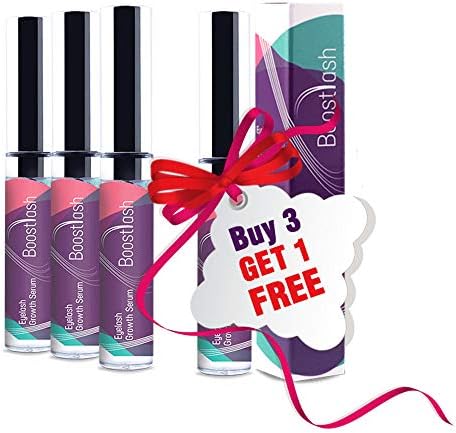 BoostLash Eyelash Growth Serum Gives You Longer Thicker Fuller & 3X Healthier Lashes (in 30 days), Proudly Made in USA. Premium Quality Ingredients Using Grape Stem Cell Extract (Buy 4)