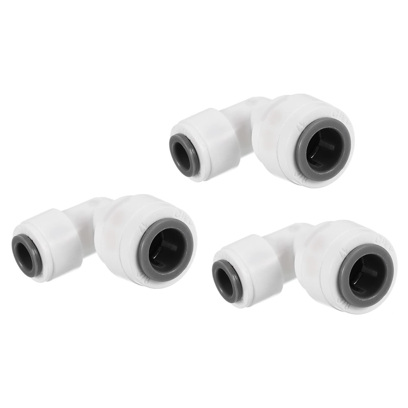 PATIKIL 3/8" to 1/4" Push to Connect Elbow Fittings, 3 Pack 90 Degree Reducing Water Line Fitting for RO Water System, White