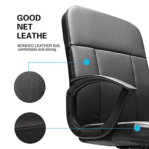 Office Chair,Â Mid Back Premium Bonded Leather Office Computer Swivel Desk Task Chair, ErgonomicÂ ExecutiveÂ ChairÂ with Lumbar Padding and Armrests