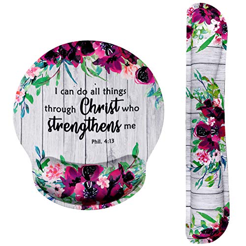 Bible Verse Ergonomic Design Mouse Pad with Wrist Rest Hand Support and Keyboard Support. Round Large Mousing Area. Mouse Pad and Keyboard Pad for Laptop, PC Computer & Mac. Great Gifts for Christians - Thumbnail 7
