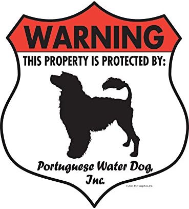 Warning! Portuguese Water Dog - Property Patrolled and Protected Aluminum Dog Sign