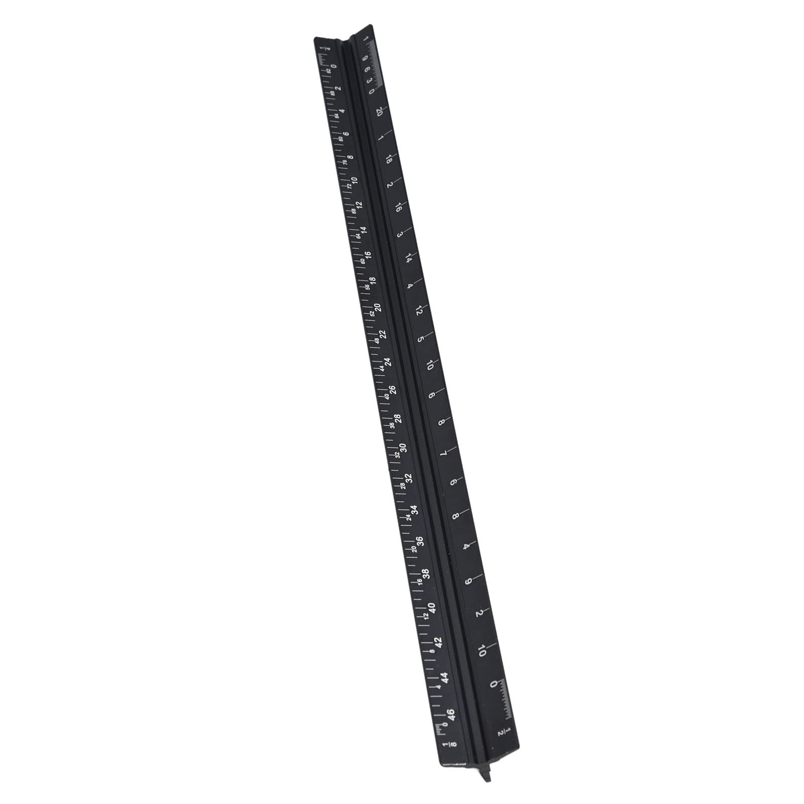 Architectural Scale Ruler, Imperial Measurements 12'', Clear Reading Engraved Triangular Scale Ruler Black for Architects, Students, Draftsman, and Engineers (S)