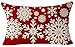 Andreannie Happy Winter Beige Various Beautiful Fantastic Snowflake in Red Merry Cotton Linen Throw Waist Lumbar Pillow Case Cushion Cover Home Office Decorative Rectangle 12 X 20 Inches