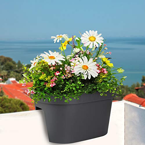 alles-meine.de GmbH Blumentöpfe - Modell & Farbwahl - 5 Stück Geländer Blumenkästen - schwarz - LANG - oval - 40 cm… – Bild 7