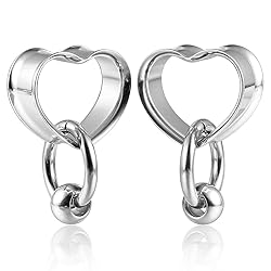 Twolobes 2 PCS Silver Ear Gauges Classic Heart