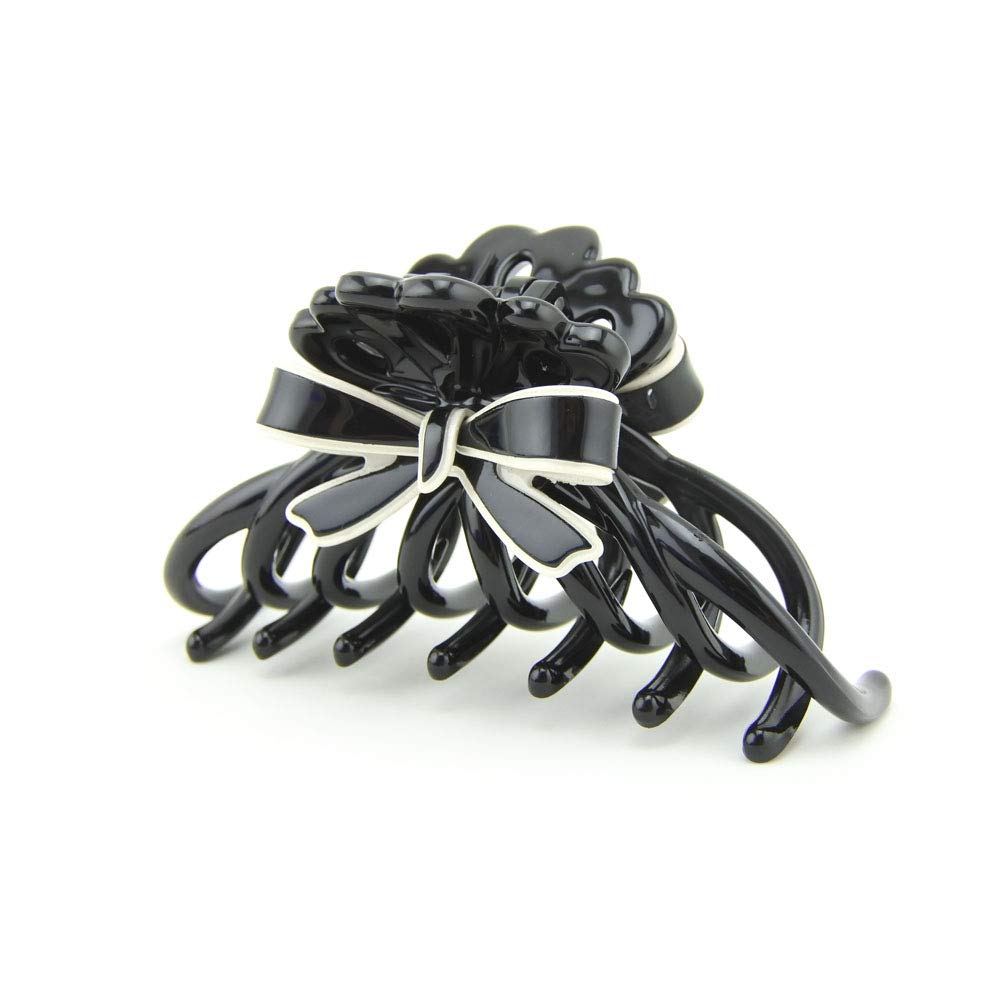 Meilliwish Noble Women Girls Ponytail Holder Hair Claw Clip 1 PCS(D94)(Black)