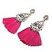 DDLBiz Women Fashion Bohemian Earrings Long Tassel Fringe Dangle Earrings Jewelry (Style2 Hot Pink)