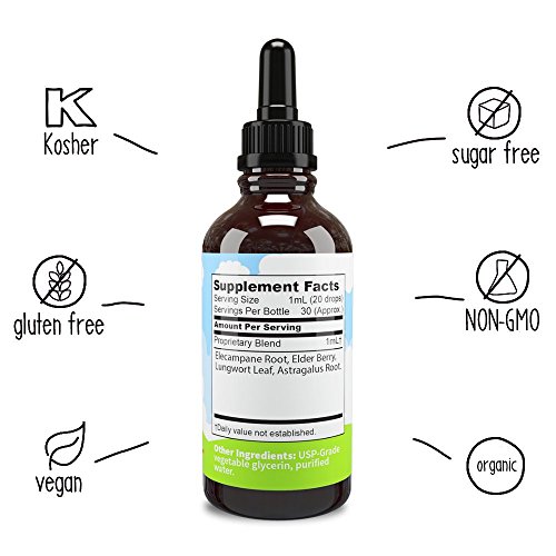 Organic Kids Cough Syrup - Liquid Cough Drops for Congestion, Allergy & Sinus Relief, Elderberry Cough Suppressant & Sinus Cleaner, Sinus Buster for Fast Cough Relief, 1 oz