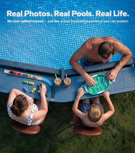 POOLHACKER Poolside Bar, [Original] Swim Up Bar Exclusively for Above-Ground Round Pools. Patio Poolside Table Smart Fold Easy Maintenance, Weather Resistant Stable Tabletop (Phantom Gray)